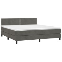 vidaXL Boxspringbett mit Matratze Dunkelgrau 180x200 cm Samt