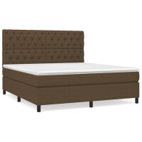 vidaXL Boxspringbett mit Matratze Dunkelbraun 160x200 cm Stoff