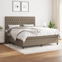 vidaXL Boxspringbett mit Matratze Taupe 180x200 cm Stoff