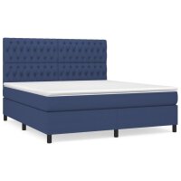 vidaXL Boxspringbett mit Matratze Blau 180x200 cm Stoff