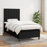 vidaXL Boxspringbett mit Matratze Schwarz 90x200 cm Stoff