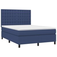 vidaXL Boxspringbett mit Matratze Blau 140x190 cm Stoff