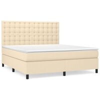 vidaXL Boxspringbett mit Matratze Creme 160x200 cm Stoff