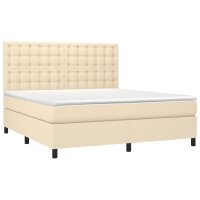 vidaXL Boxspringbett mit Matratze Creme 160x200 cm Stoff