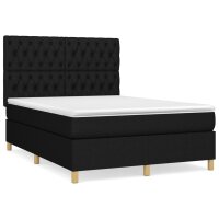 vidaXL Boxspringbett mit Matratze Schwarz 140x190 cm Stoff