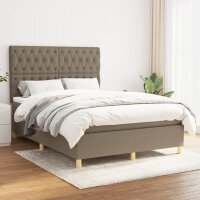 vidaXL Boxspringbett mit Matratze Taupe 140x200 cm Stoff