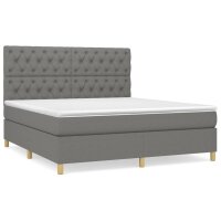 vidaXL Boxspringbett mit Matratze Dunkelgrau 160x200 cm Stoff