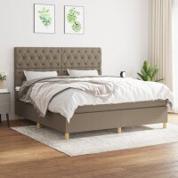 vidaXL Boxspringbett mit Matratze Taupe 160x200 cm Stoff