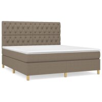 vidaXL Boxspringbett mit Matratze Taupe 160x200 cm Stoff