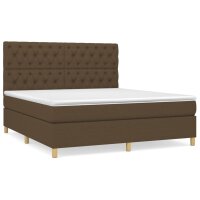 vidaXL Boxspringbett mit Matratze Dunkelbraun 160x200 cm Stoff