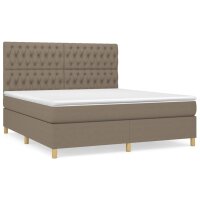 vidaXL Boxspringbett mit Matratze Taupe 180x200 cm Stoff