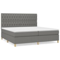 vidaXL Boxspringbett mit Matratze Dunkelgrau 200x200 cm Stoff