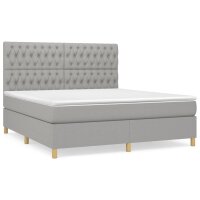 vidaXL Boxspringbett mit Matratze Hellgrau 180x200 cm Stoff