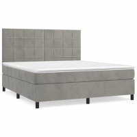 vidaXL Boxspringbett mit Matratze Hellgrau 160x200 cm Samt