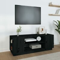 vidaXL TV-Schrank Schwarz 110x35x40,5 cm Massivholz Kiefer