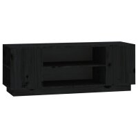 vidaXL TV-Schrank Schwarz 110x35x40,5 cm Massivholz Kiefer