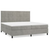 vidaXL Boxspringbett mit Matratze Hellgrau 200x200 cm Samt