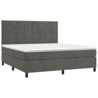 vidaXL Boxspringbett mit Matratze Dunkelgrau 160x200 cm Samt