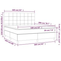 vidaXL Boxspringbett mit Matratze Dunkelgrau 160x200 cm Samt