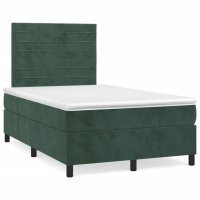 WOWONA Boxspringbett mit Matratze Dunkelgr&uuml;n 120x200 cm Samt