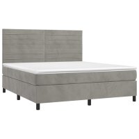 vidaXL Boxspringbett mit Matratze Hellgrau 160x200 cm Samt