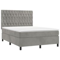 vidaXL Boxspringbett mit Matratze Hellgrau 140x190 cm Samt