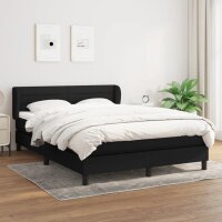 WOWONA Boxspringbett mit Matratze Schwarz 140x200 cm Stoff