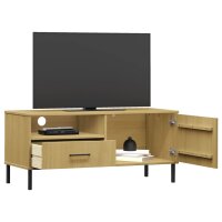 vidaXL TV-Schrank OSLO mit Metallbeinen Braun Massivholz Kiefer