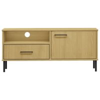 vidaXL TV-Schrank OSLO mit Metallbeinen Braun Massivholz Kiefer