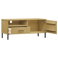 vidaXL TV-Schrank OSLO mit Metallbeinen Braun Massivholz Kiefer