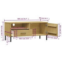 vidaXL TV-Schrank OSLO mit Metallbeinen Braun Massivholz Kiefer