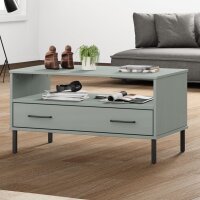 vidaXL Couchtisch OSLO mit Metallbeinen Grau 85x50x45 cm...