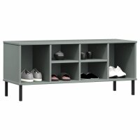 vidaXL Schuhregal OSLO mit Metallbeinen Grau 106x35x45 cm Massivholz