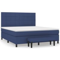 vidaXL Boxspringbett mit Matratze Blau 180x200 cm Stoff