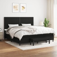 vidaXL Boxspringbett mit Matratze Schwarz 200x200 cm Stoff