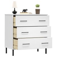 vidaXL Sideboard OSLO mit 3 Schubladen Wei&szlig; 77x40x79,5 cm Massivholz