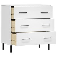 vidaXL Sideboard OSLO mit 3 Schubladen Wei&szlig; 77x40x79,5 cm Massivholz