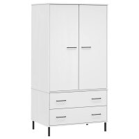 vidaXL Kleiderschrank OSLO Metallbeine Weiß 90x55x172,5 cm Massivholz