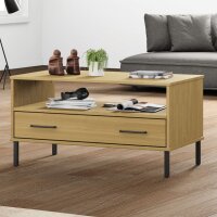 vidaXL Couchtisch OSLO mit Metallbeinen Braun 85x50x45 cm...