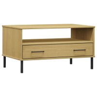 vidaXL Couchtisch OSLO mit Metallbeinen Braun 85x50x45 cm...