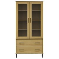 vidaXL B&uuml;cherschrank OSLO Metallbeine Braun 85x35x172,5 cm Massivholz