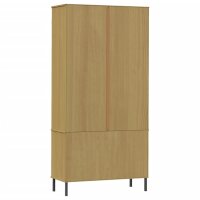 vidaXL B&uuml;cherschrank OSLO Metallbeine Braun 85x35x172,5 cm Massivholz