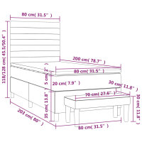 vidaXL Boxspringbett mit Matratze Dunkelbraun 80x200 cm Stoff