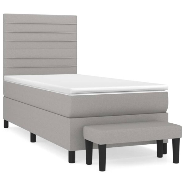 vidaXL Boxspringbett mit Matratze Hellgrau 90x200 cm Stoff