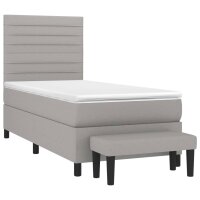 vidaXL Boxspringbett mit Matratze Hellgrau 90x200 cm Stoff