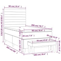 vidaXL Boxspringbett mit Matratze Hellgrau 90x200 cm Stoff