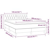 vidaXL Boxspringbett mit Matratze Dunkelbraun 140x200 cm Stoff