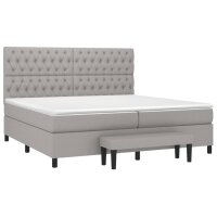 vidaXL Boxspringbett mit Matratze Hellgrau 200x200 cm Stoff