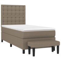 WOWONA Boxspringbett mit Matratze Taupe 100x200 cm Stoff