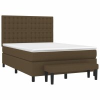 vidaXL Boxspringbett mit Matratze Dunkelbraun 140x200 cm Stoff